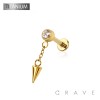 SPIKE CONE DANGLE BEZEL CZ TOP THREADLESS (PUSH IN) IMPLANT GRADE TITANIUM LABRET SET